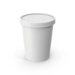 Pot à Soupe avec Couvercle en Papier Blanc sans Plastique 480ml (25 Unités)