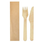 Wooden Fork and Knife individually packaged (100 Units)