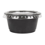 Gobelets noirs avec couvercles ronds transparents PP pour sauces 60ML (125 Unité)